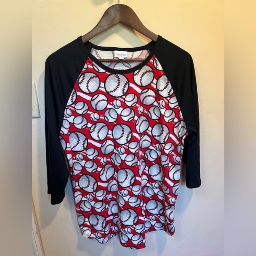 Baseball Print Raglan Sleeve Top